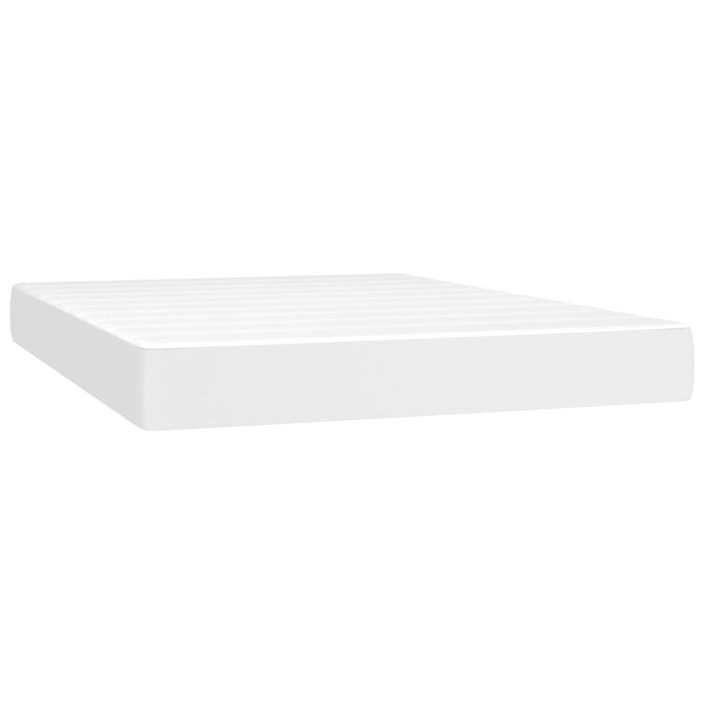 vidaXL Κρεβάτι Boxspring με Στρώμα & LED Λευκό 140x190 εκ. Συνθ. Δέρμα