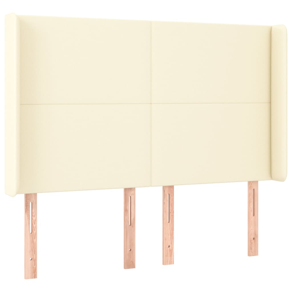 vidaXL Κρεβάτι Boxspring με Στρώμα & LED Κρεμ 140x190 εκ. Συνθ. Δέρμα