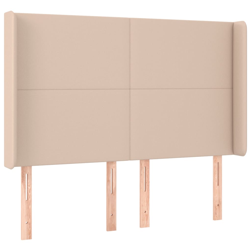 vidaXL Κρεβάτι Boxspring Στρώμα&LED Καπουτσίνο 140x190 εκ. Συνθ. Δέρμα
