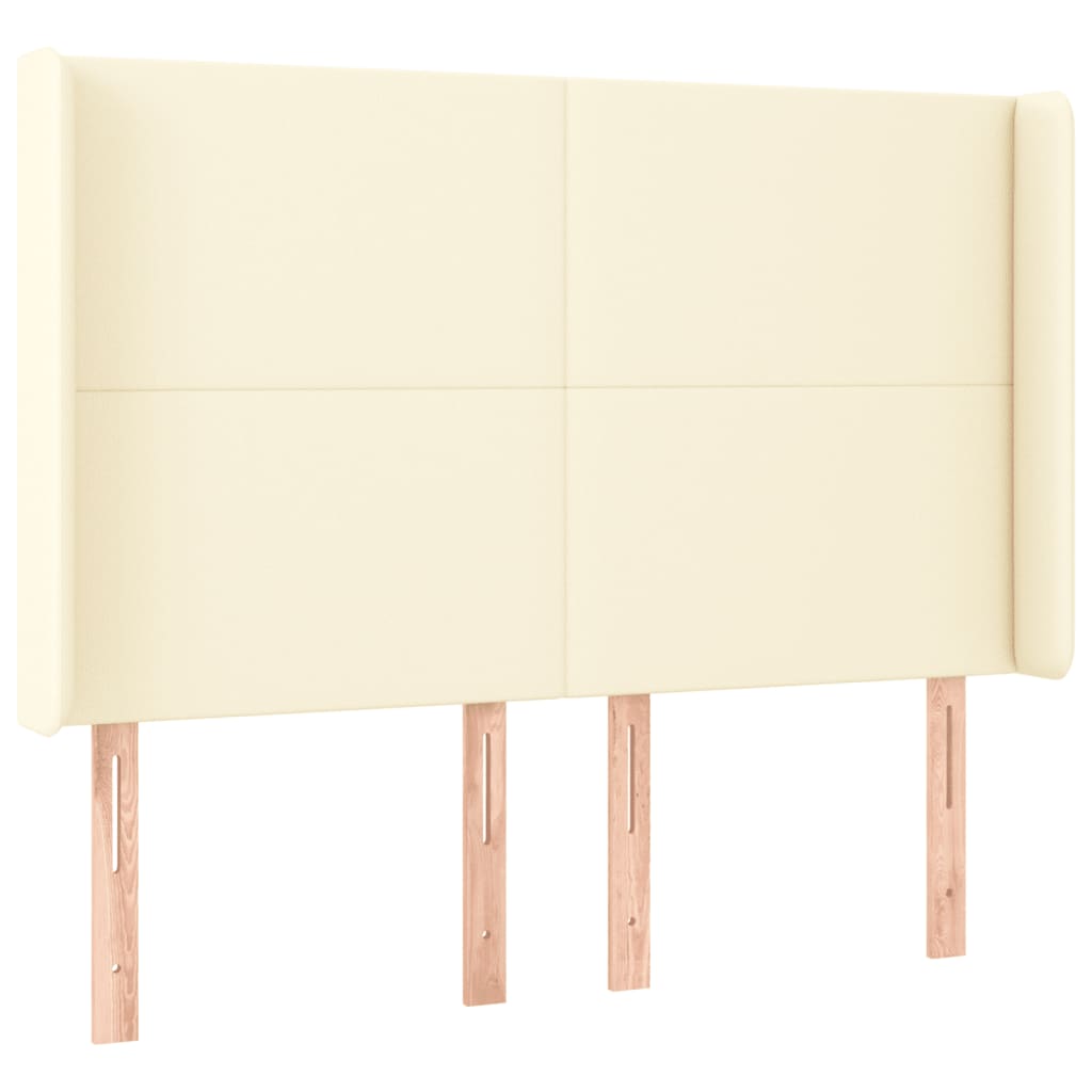 vidaXL Κρεβάτι Boxspring με Στρώμα & LED Κρεμ 140x200 εκ. Συνθ. Δέρμα