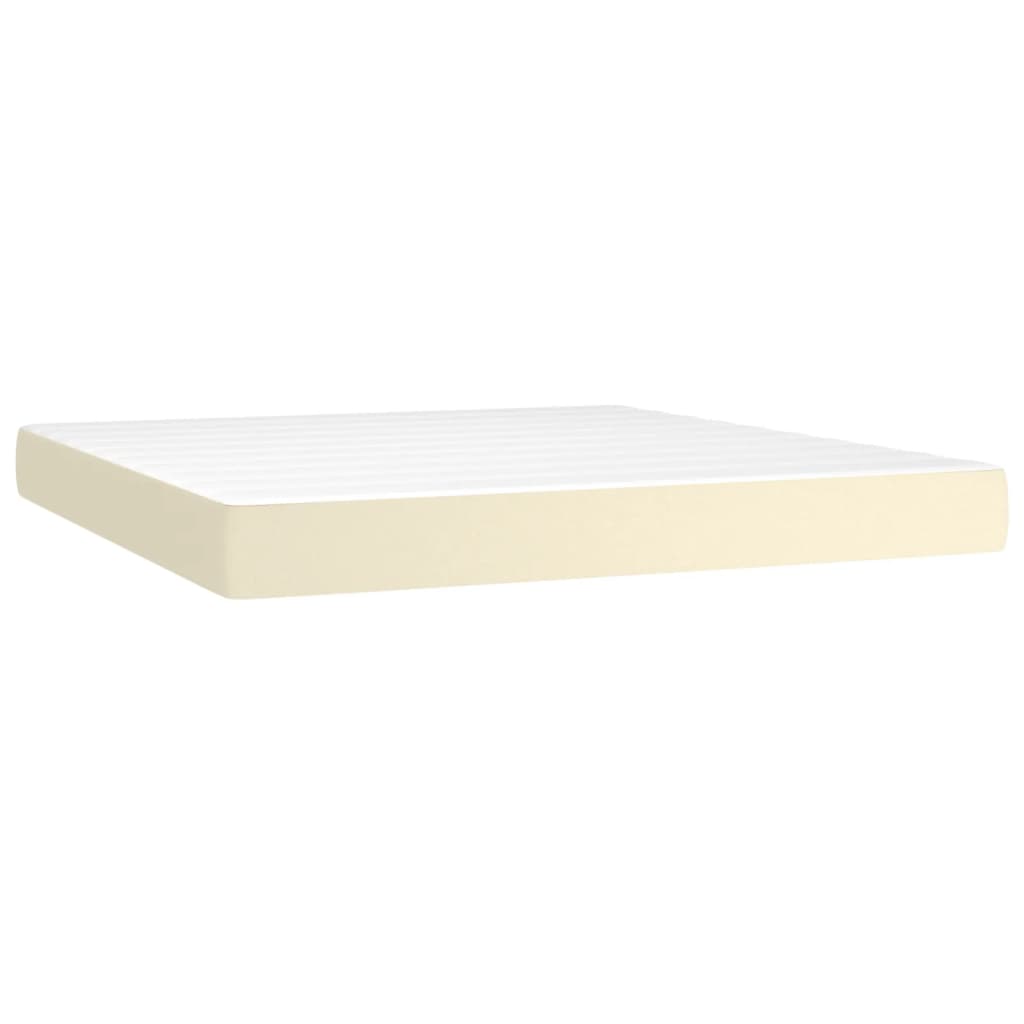 vidaXL Κρεβάτι Boxspring με Στρώμα & LED Κρεμ 180x200 εκ. Συνθ. Δέρμα