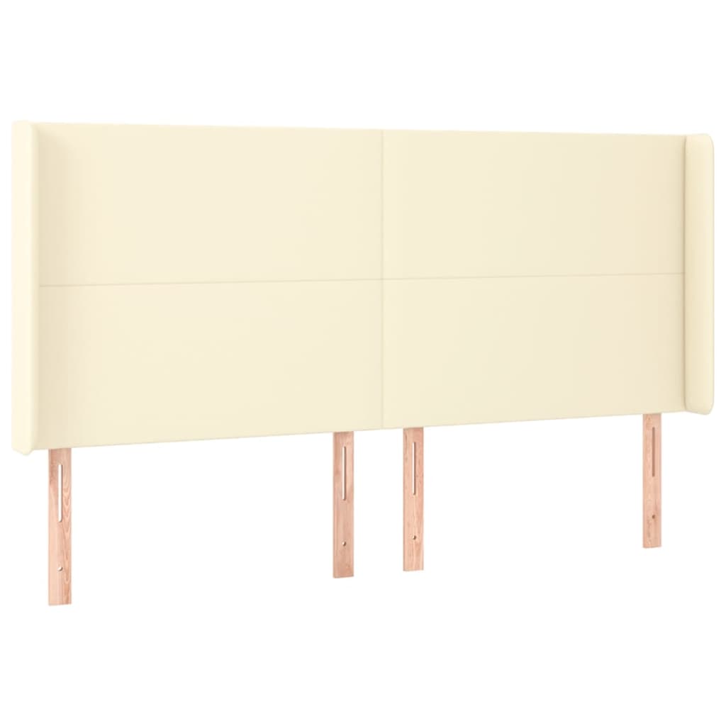 vidaXL Κρεβάτι Boxspring με Στρώμα & LED Κρεμ 180x200 εκ. Συνθ. Δέρμα
