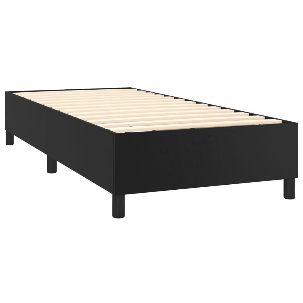 vidaXL Κρεβάτι Boxspring με Στρώμα & LED Μαύρο 100x200 εκ. Συνθ. Δέρμα