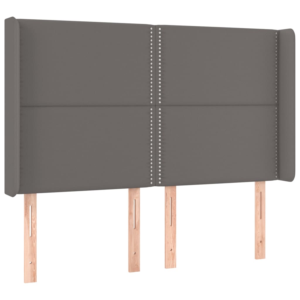 vidaXL Κρεβάτι Boxspring με Στρώμα & LED Γκρι 140x190 εκ. Συνθ. Δέρμα