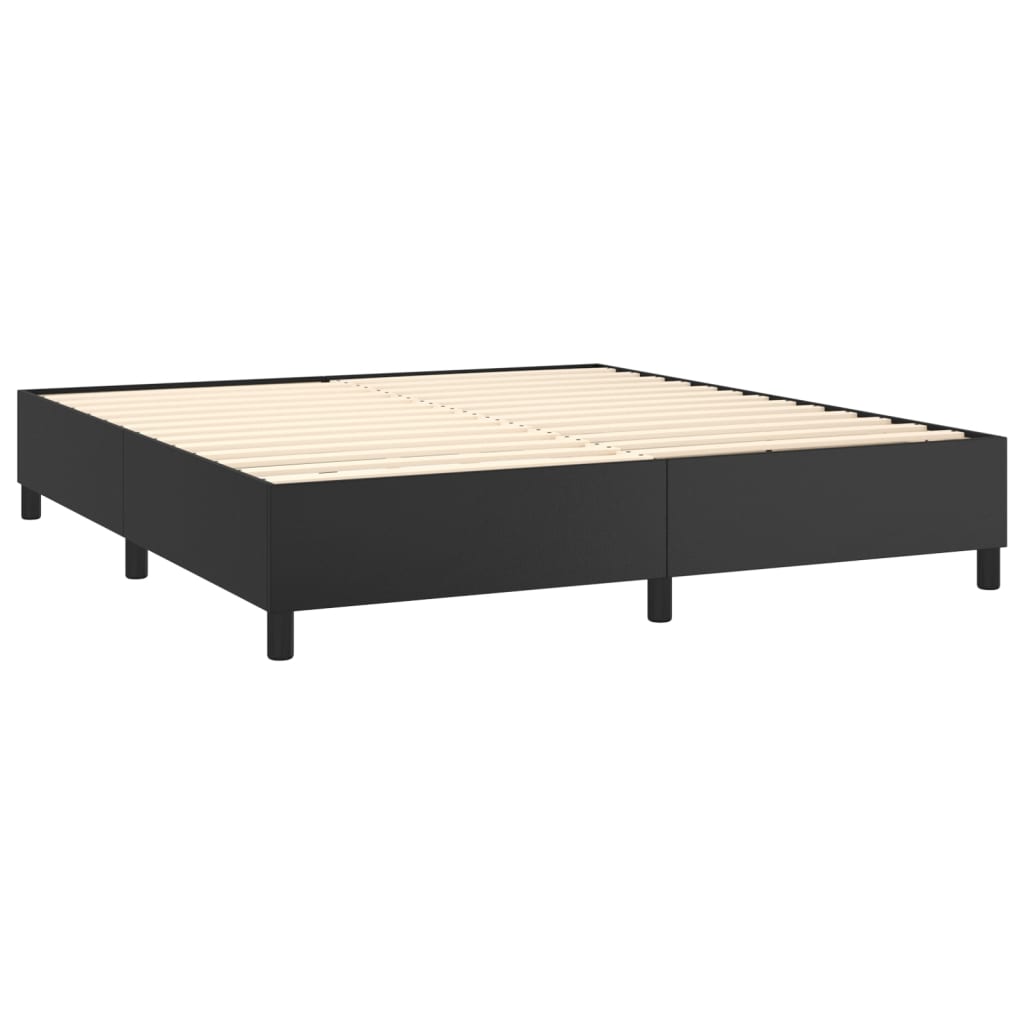 vidaXL Κρεβάτι Boxspring με Στρώμα & LED Μαύρο 180x200 εκ. Συνθ. Δέρμα