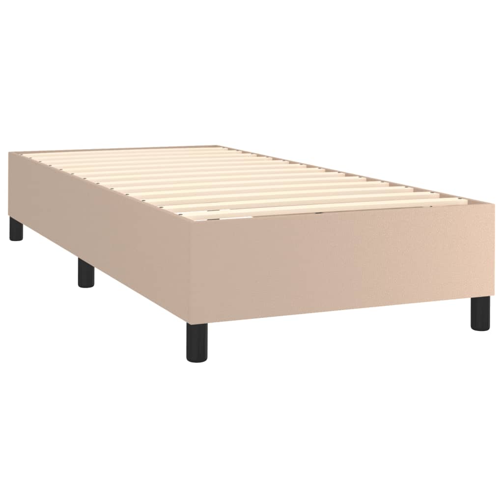 vidaXL Κρεβάτι Boxspring Στρώμα&LED Καπουτσίνο 100x200 εκ. Συνθ. Δέρμα