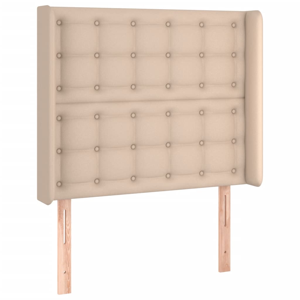 vidaXL Κρεβάτι Boxspring Στρώμα&LED Καπουτσίνο 100x200 εκ. Συνθ. Δέρμα