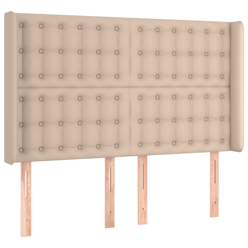 vidaXL Κρεβάτι Boxspring Στρώμα&LED Καπουτσίνο 140x200 εκ. Συνθ. Δέρμα
