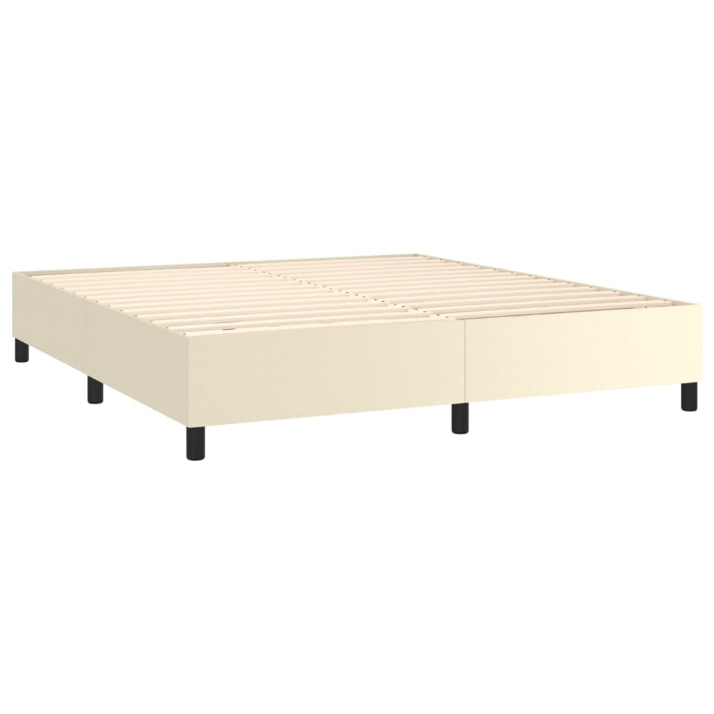 vidaXL Κρεβάτι Boxspring με Στρώμα & LED Κρεμ 160x200 εκ. Συνθ. Δέρμα