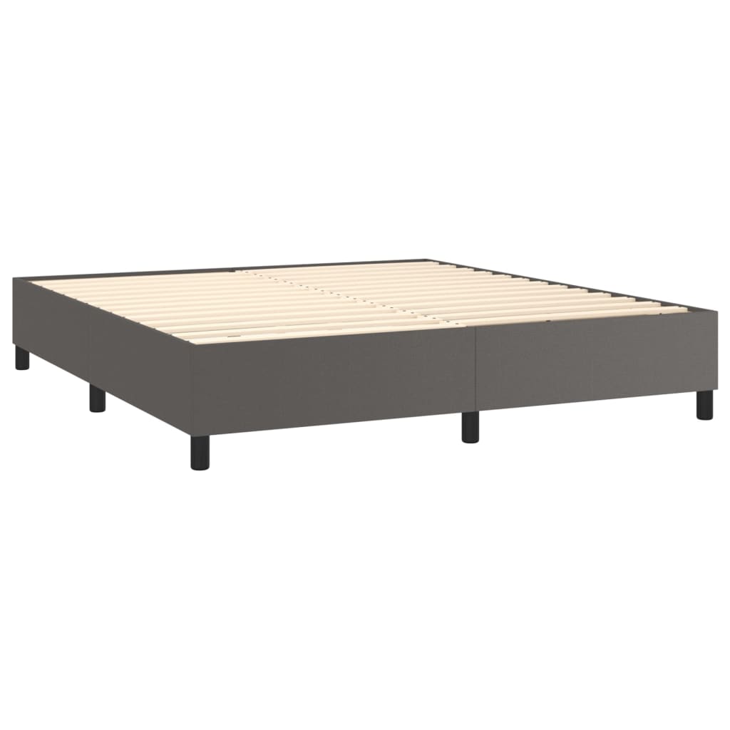 vidaXL Κρεβάτι Boxspring με Στρώμα & LED Γκρι 160x200 εκ. Συνθ. Δέρμα