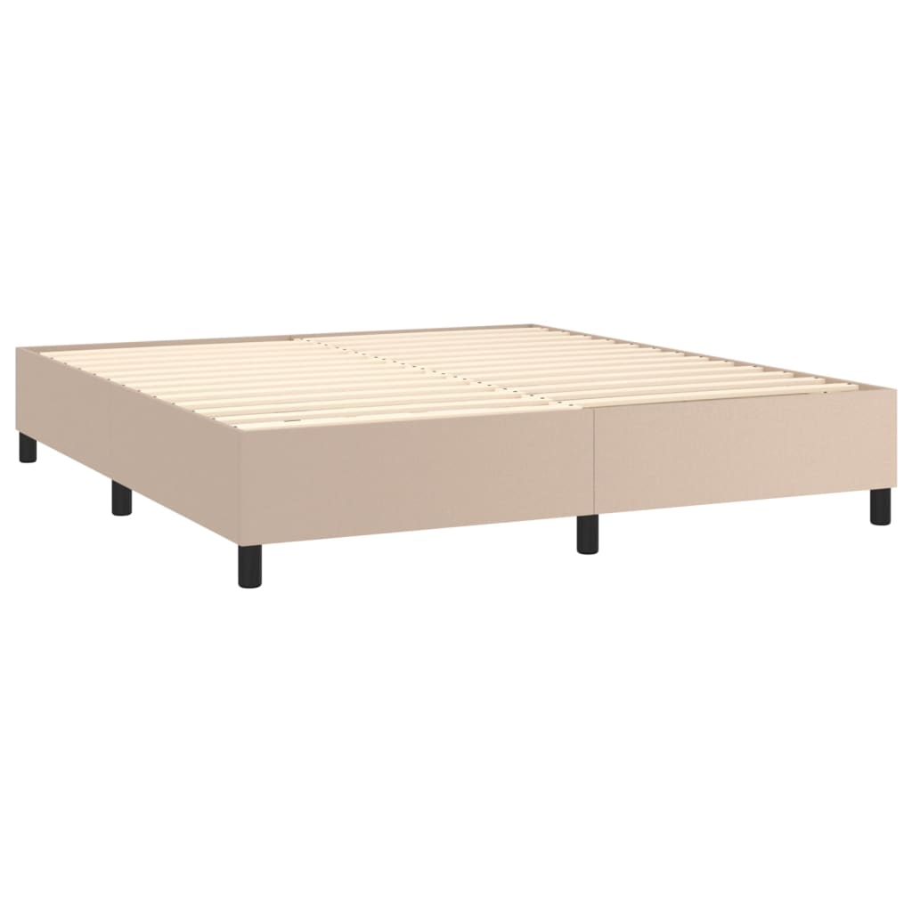 vidaXL Κρεβάτι Boxspring Στρώμα&LED Καπουτσίνο 160x200 εκ. Συνθ. Δέρμα