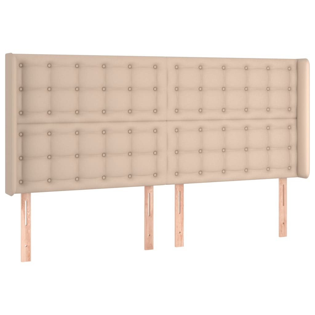 vidaXL Κρεβάτι Boxspring Στρώμα&LED Καπουτσίνο 160x200 εκ. Συνθ. Δέρμα