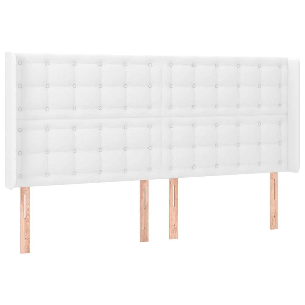 vidaXL Κρεβάτι Boxspring με Στρώμα & LED Λευκό 180x200 εκ. Συνθ. Δέρμα