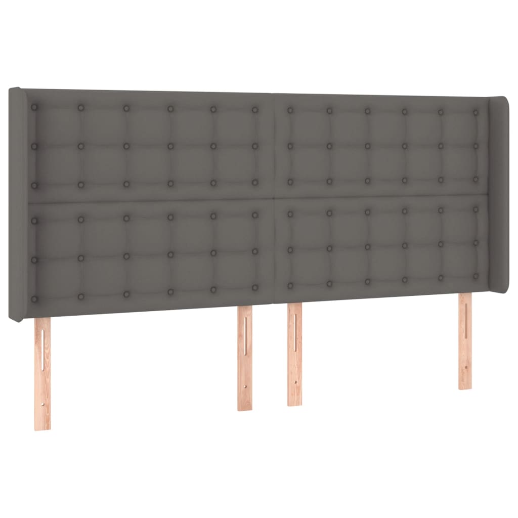 vidaXL Κρεβάτι Boxspring με Στρώμα & LED Γκρι 180x200 εκ. Συνθ. Δέρμα