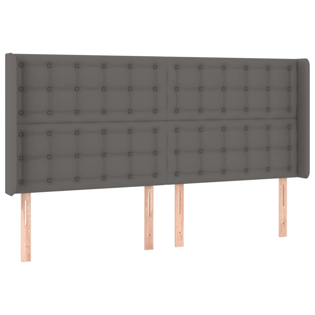 vidaXL Κρεβάτι Boxspring με Στρώμα & LED Γκρι 200x200 εκ. Συνθ. Δέρμα