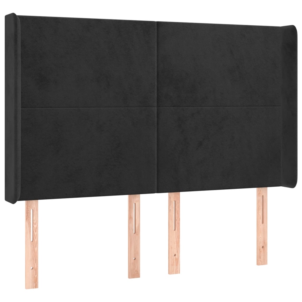 vidaXL Κρεβάτι Boxspring με Στρώμα & LED Μαύρο 140x190 εκ. Βελούδινο
