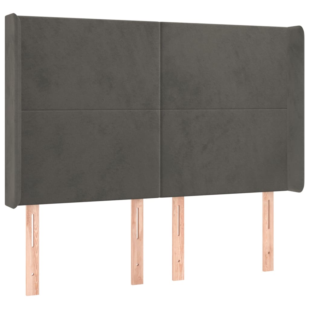 vidaXL Κρεβάτι Boxspring με Στρώμα & LED Σκ. Γκρι 140x200εκ. Βελούδινο
