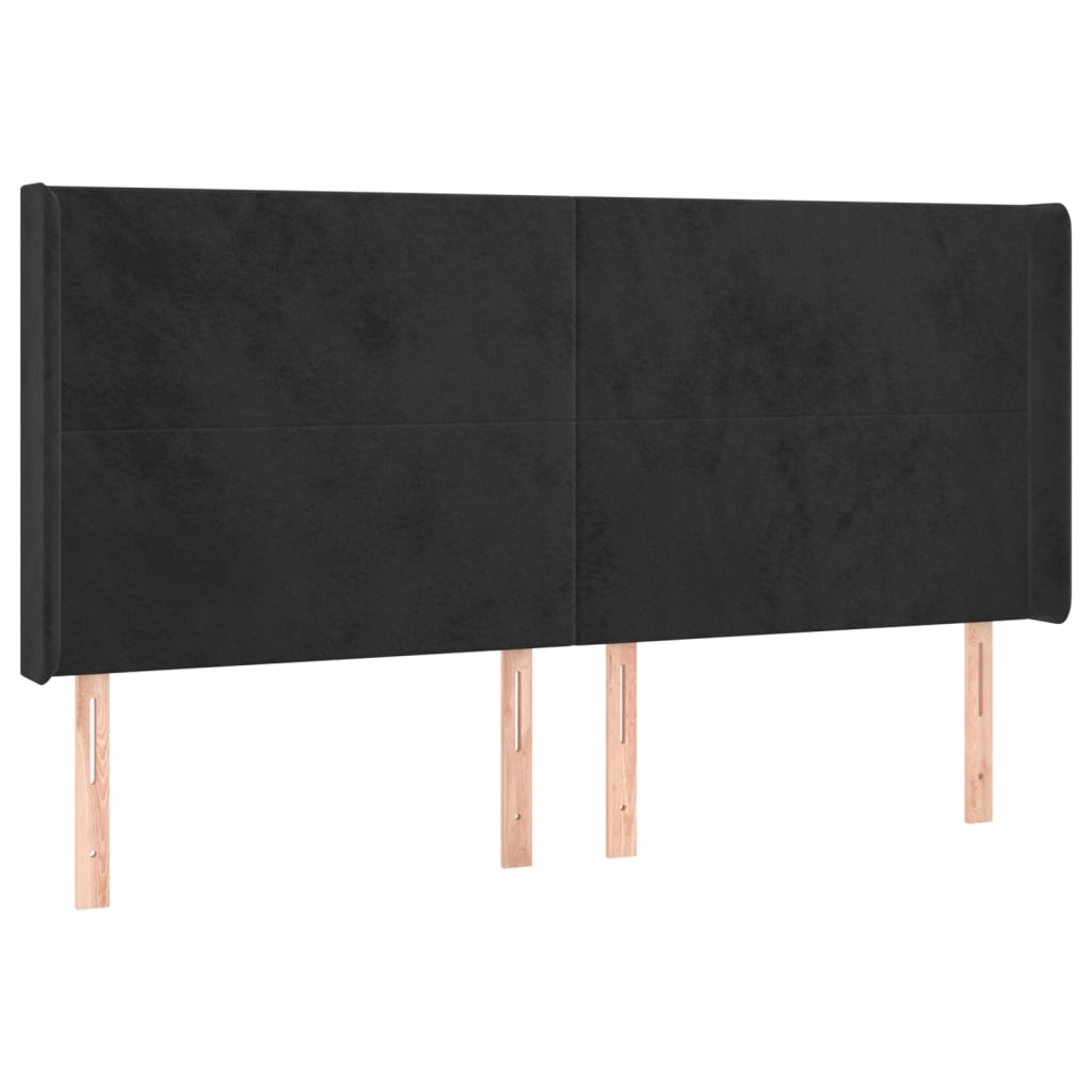 vidaXL Κρεβάτι Boxspring με Στρώμα & LED Μαύρο 180x200 εκ. Βελούδινο