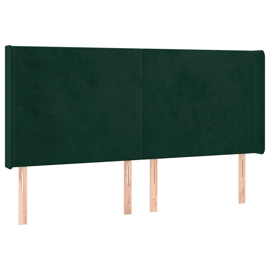 vidaXL Κρεβάτι Boxspring με Στρώμα & LED Σκ. Πράσινο 180x200εκ Βελούδο