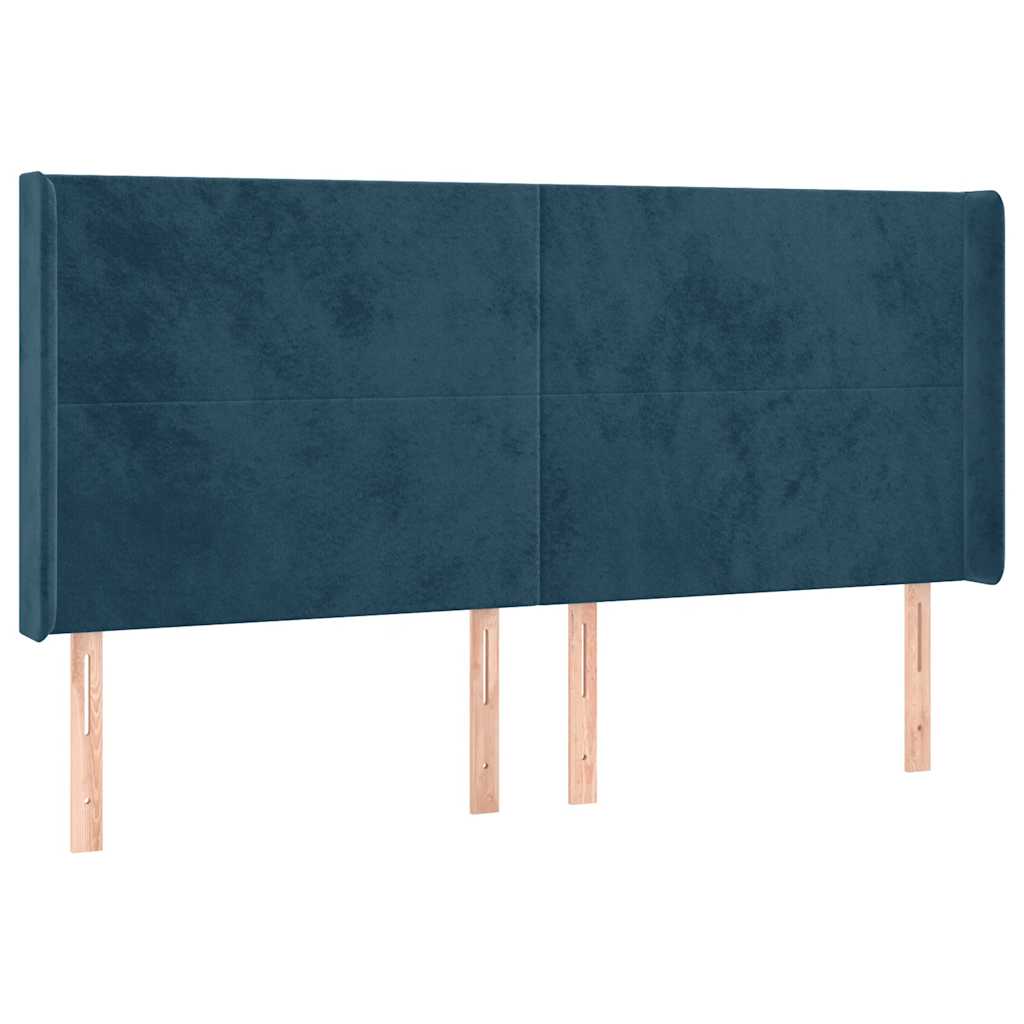 vidaXL Κρεβάτι Boxspring με Στρώμα & LED Σκ. Μπλε 180x200εκ. Βελούδινο