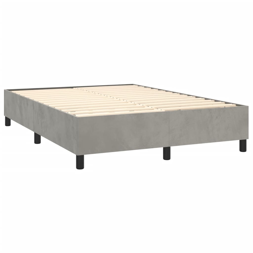 vidaXL Κρεβάτι Boxspring με Στρώμα&LED Αν. Γκρι 140x190 εκ. Βελούδινο