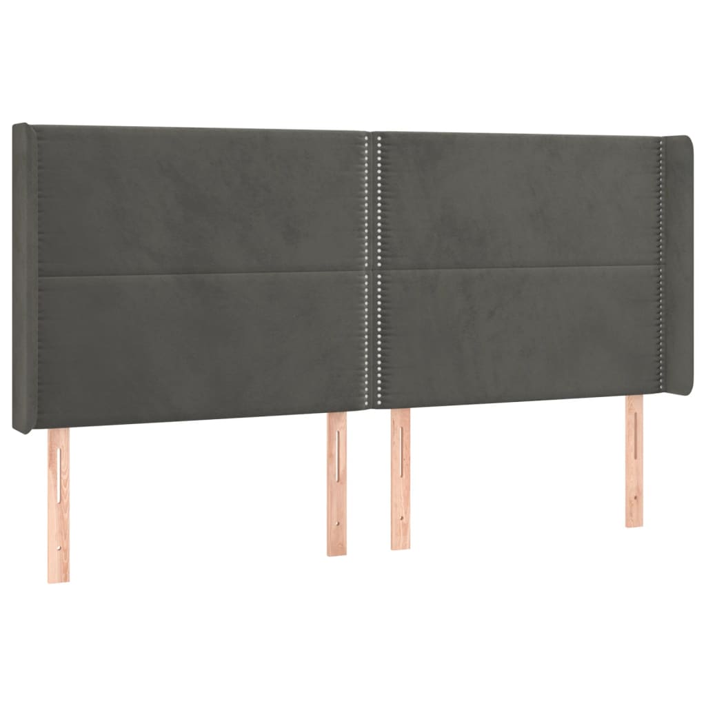 vidaXL Κρεβάτι Boxspring με Στρώμα & LED Σκ. Γκρι 180x200εκ. Βελούδινο