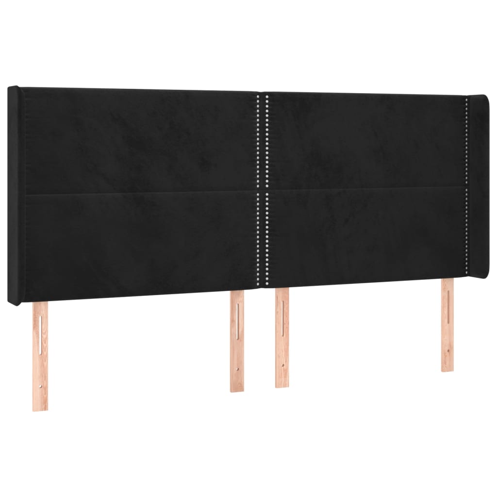 vidaXL Κρεβάτι Boxspring με Στρώμα & LED Μαύρο 180x200 εκ. Βελούδινο