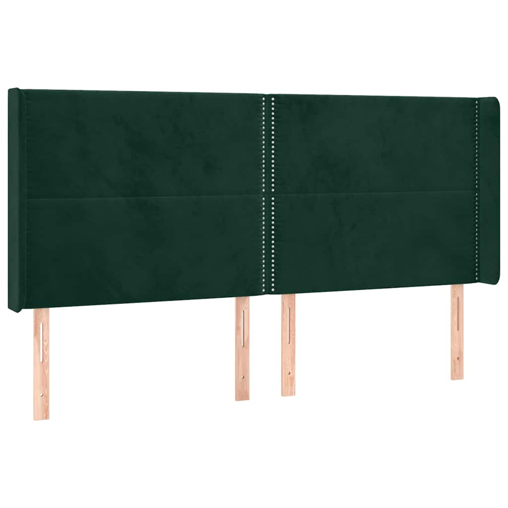 vidaXL Κρεβάτι Boxspring με Στρώμα & LED Σκ. Πράσινο 200x200εκ Βελούδο