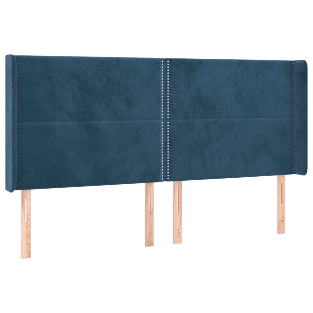 vidaXL Κρεβάτι Boxspring με Στρώμα & LED Σκ. Μπλε 200x200εκ. Βελούδινο