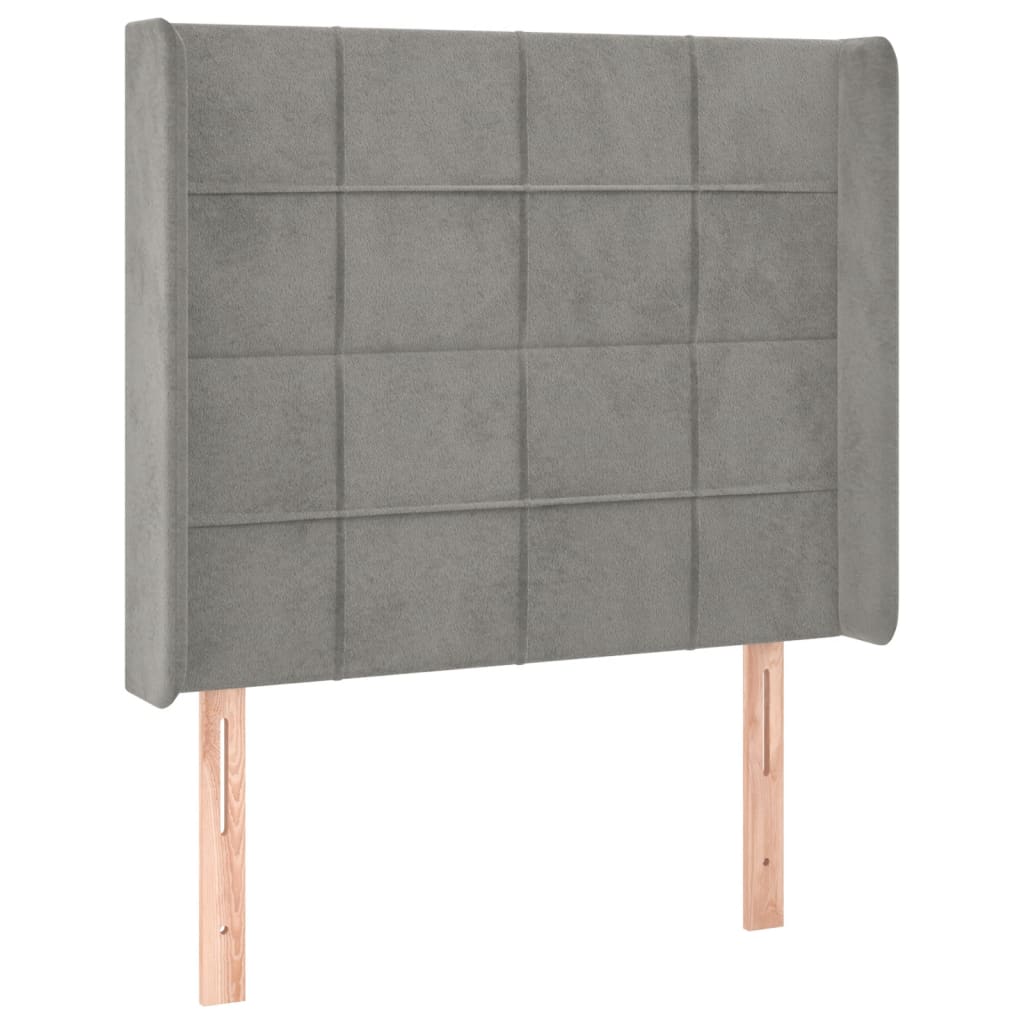 vidaXL Κρεβάτι Boxspring με Στρώμα & LED Αν.Γκρι 80x200 εκ. Βελούδινο
