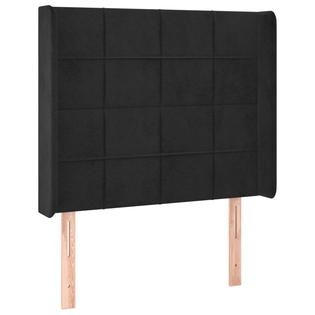 vidaXL Κρεβάτι Boxspring με Στρώμα & LED Μαύρο 80x200 εκ. Βελούδινο