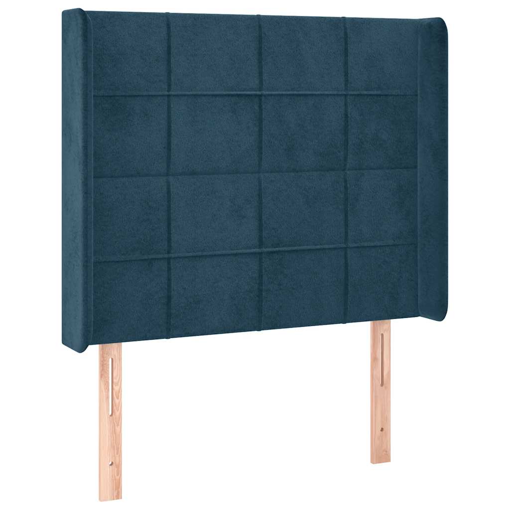 vidaXL Κρεβάτι Boxspring με Στρώμα & LED Σκ. Μπλε 80x200 εκ. Βελούδινο