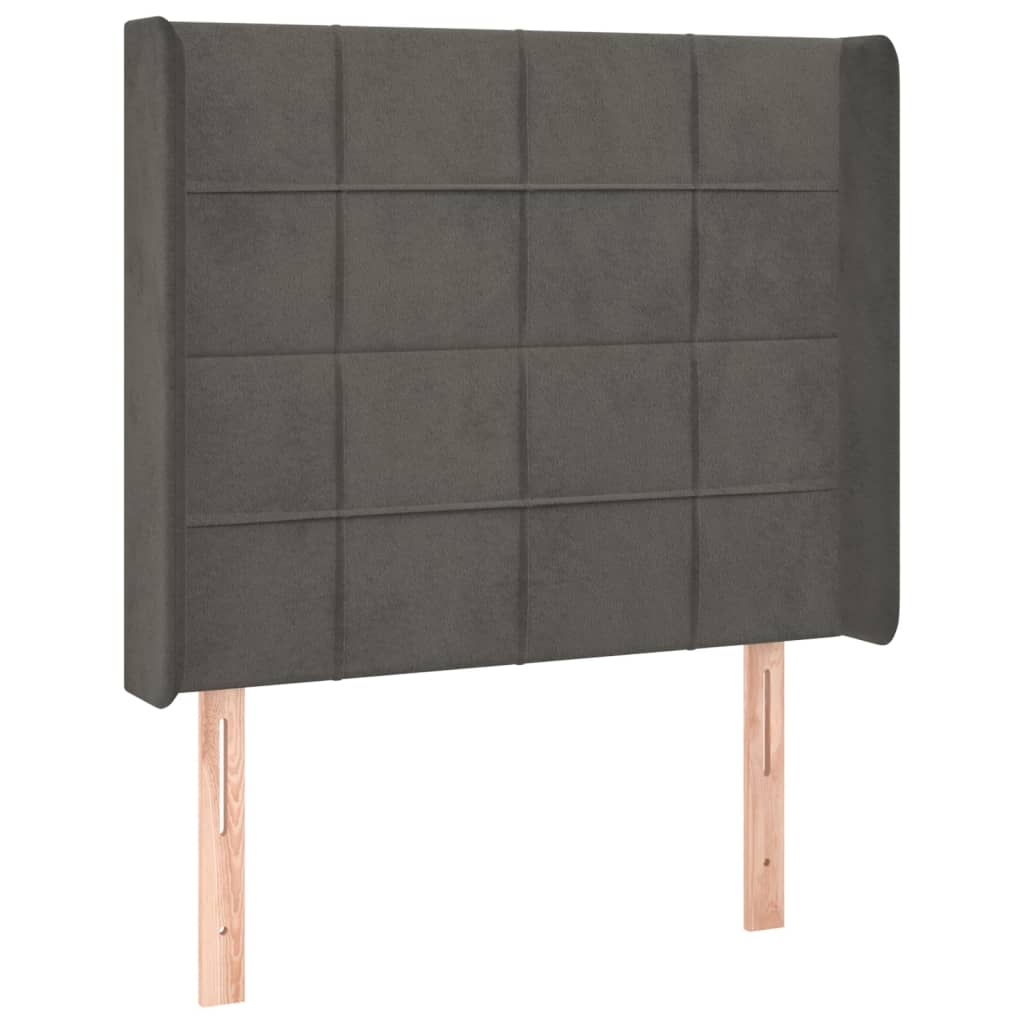 vidaXL Κρεβάτι Boxspring με Στρώμα & LED Σκ. Γκρι 90x200 εκ. Βελούδινο