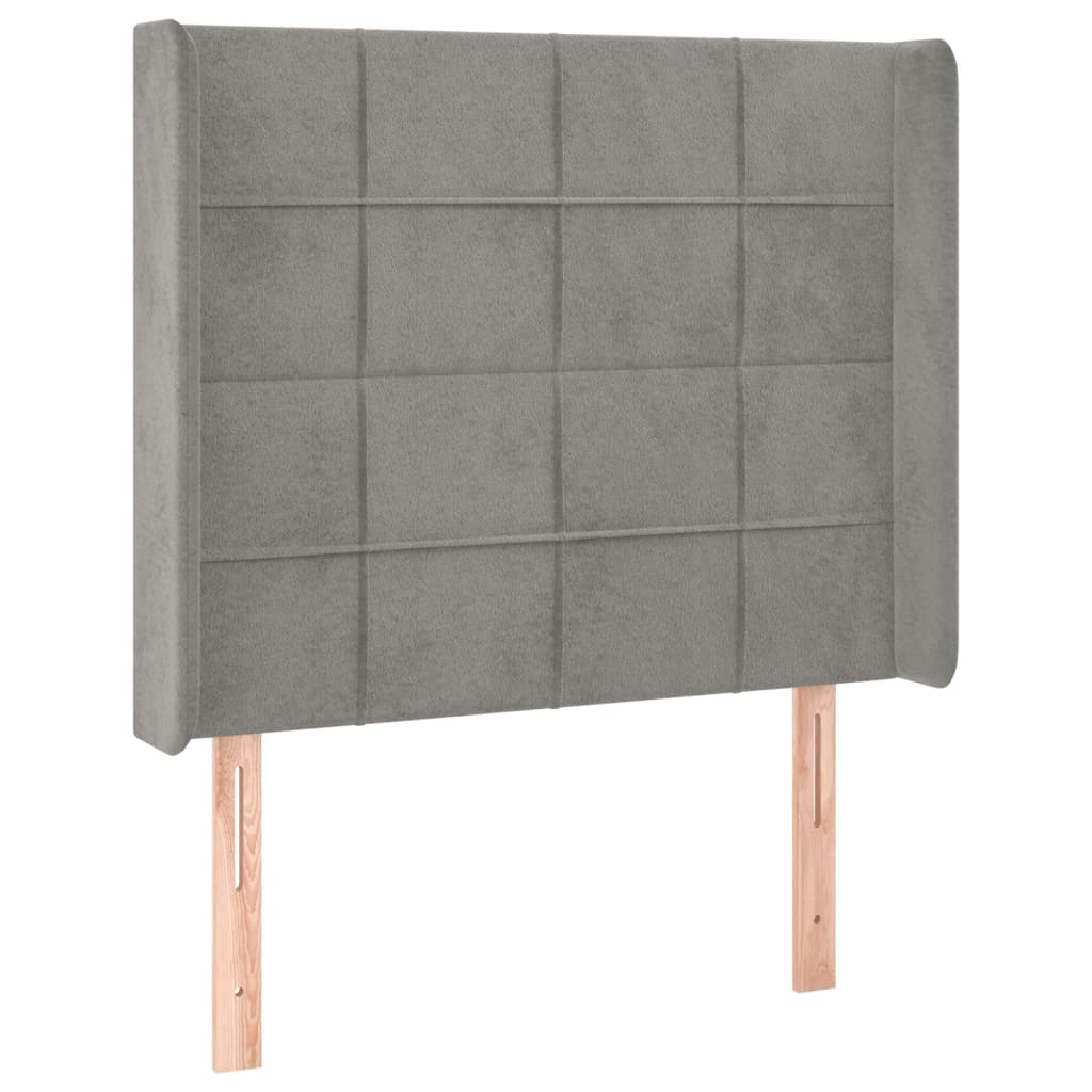 vidaXL Κρεβάτι Boxspring με Στρώμα & LED Αν.Γκρι 100x200 εκ. Βελούδινο