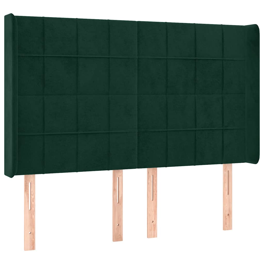 vidaXL Κρεβάτι Boxspring με Στρώμα & LED Σκ. Πράσινο 140x190εκ Βελούδο