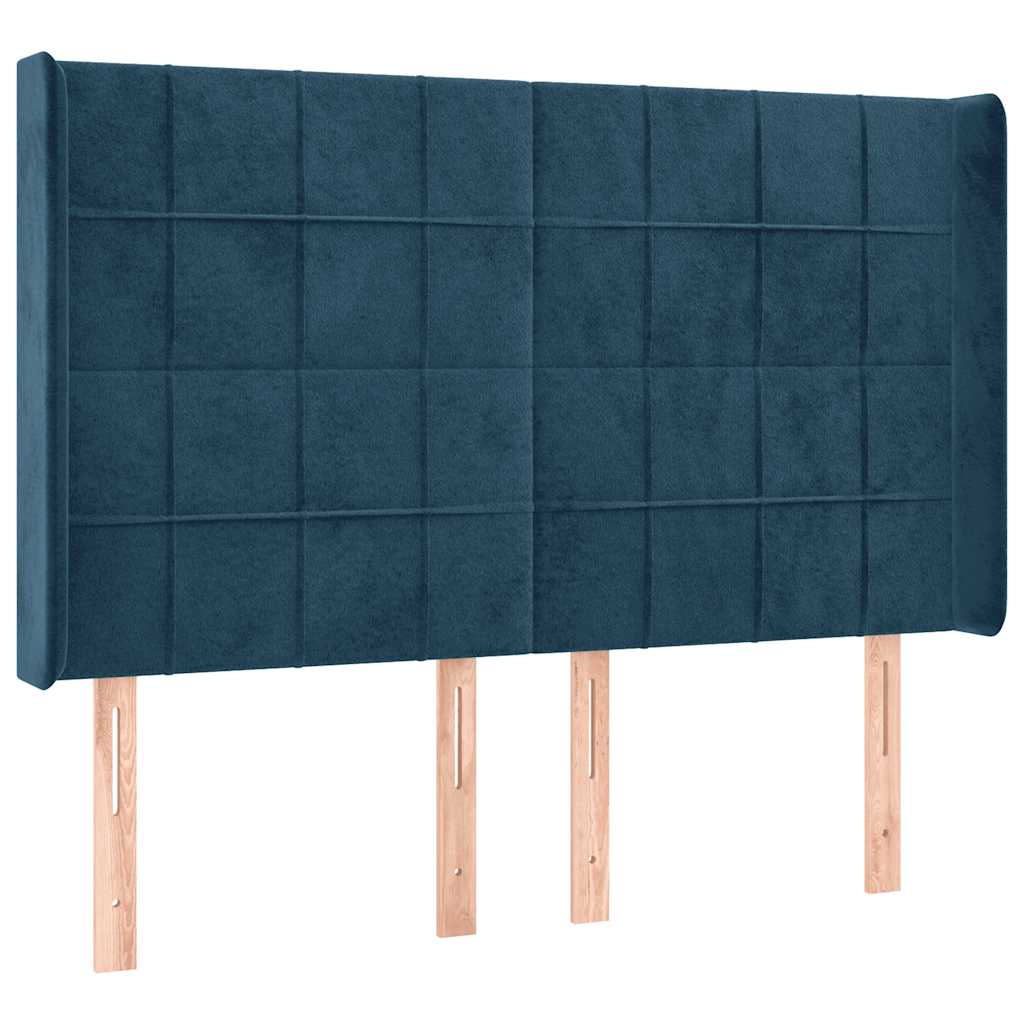 vidaXL Κρεβάτι Boxspring με Στρώμα & LED Σκ. Μπλε 140x190εκ. Βελούδινο