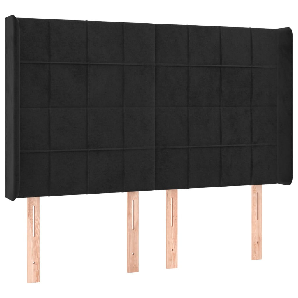 vidaXL Κρεβάτι Boxspring με Στρώμα & LED Μαύρο 140x200 εκ. Βελούδινο