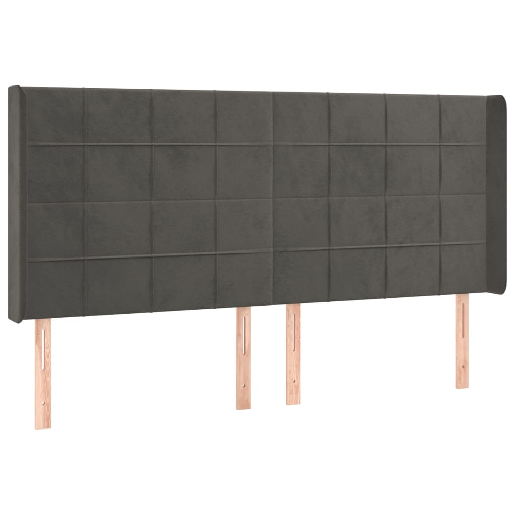 vidaXL Κρεβάτι Boxspring με Στρώμα & LED Σκ. Γκρι 160x200εκ. Βελούδινο