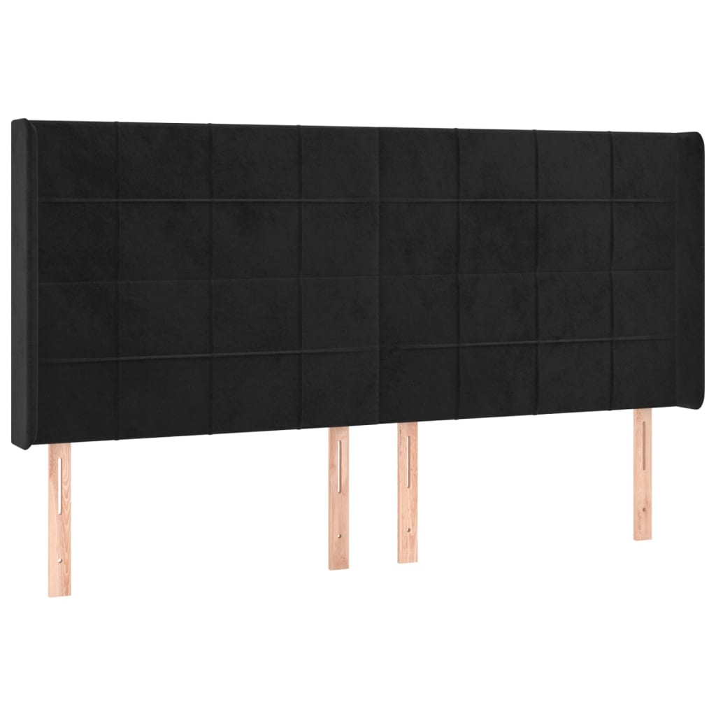 vidaXL Κρεβάτι Boxspring με Στρώμα & LED Μαύρο 160x200 εκ. Βελούδινο