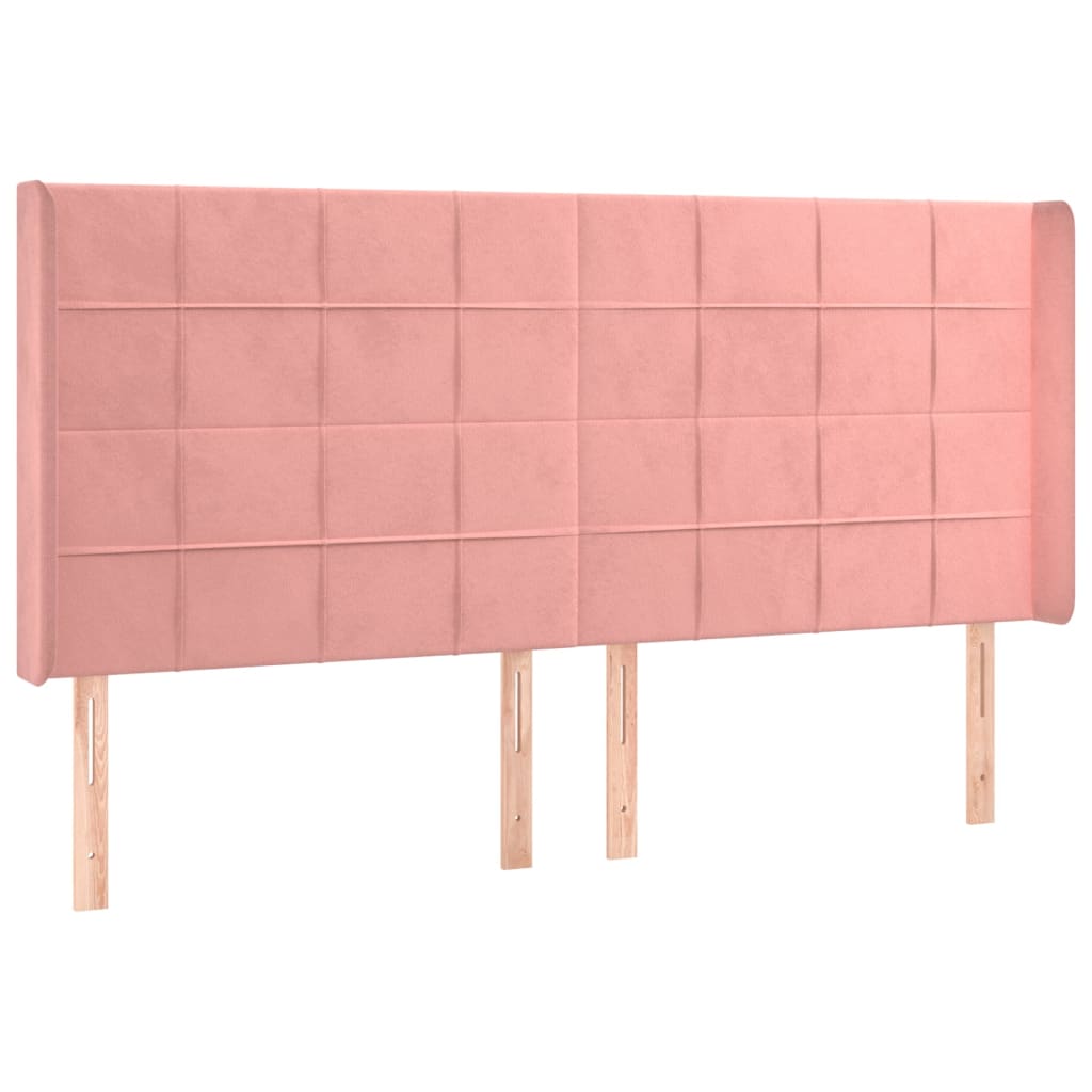 vidaXL Κρεβάτι Boxspring με Στρώμα & LED Ροζ 180x200 εκ. Βελούδινο