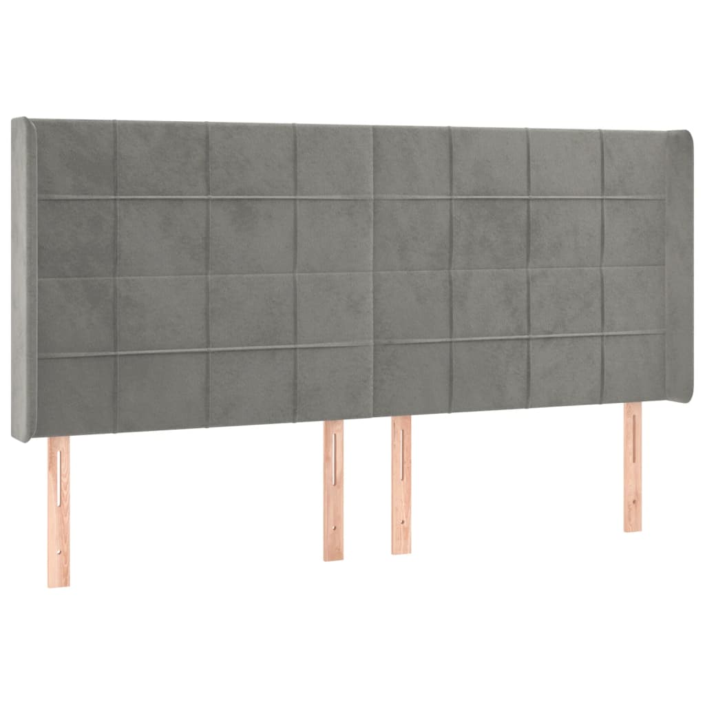 vidaXL Κρεβάτι Boxspring με Στρώμα & LED Αν.Γκρι 200x200 εκ. Βελούδινο