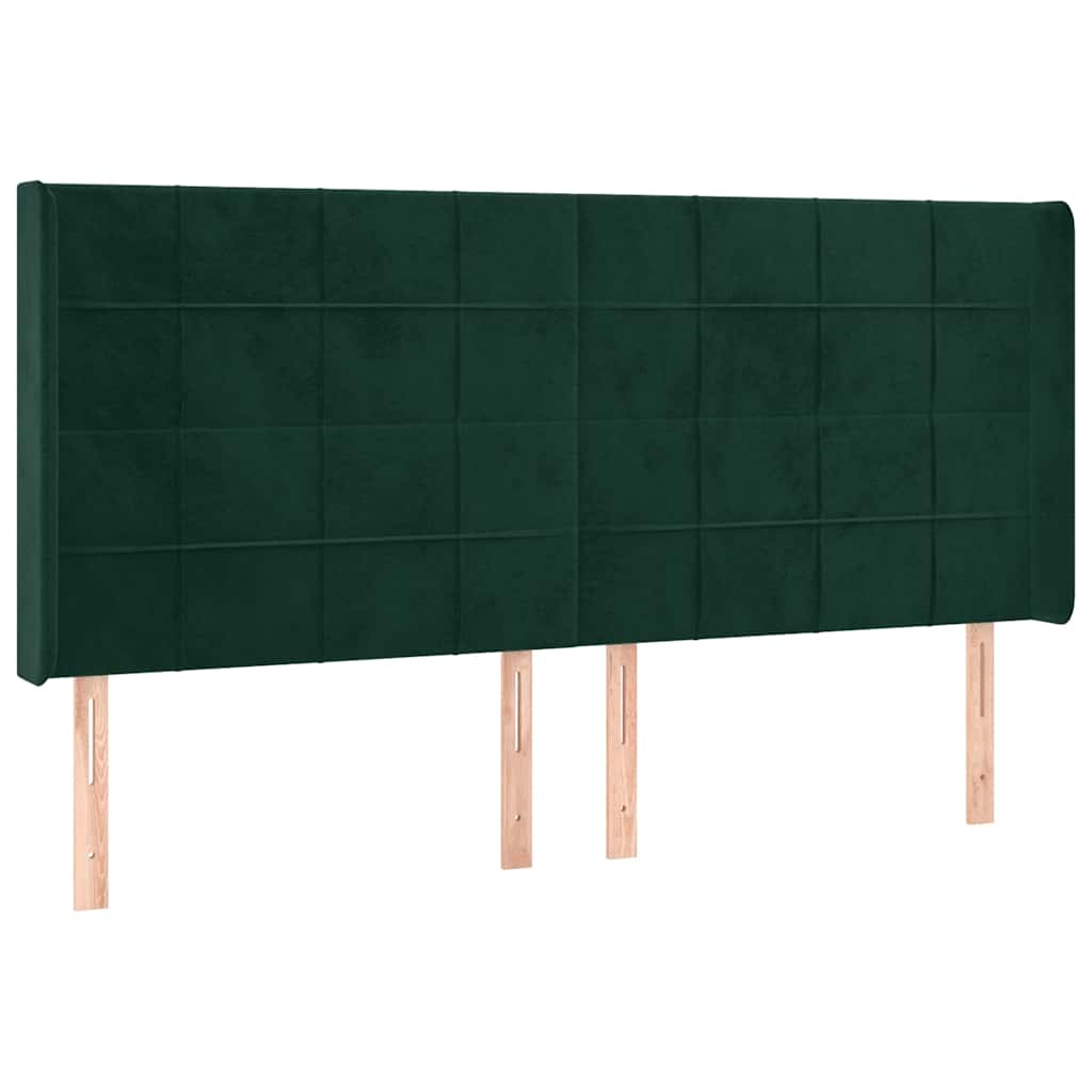 vidaXL Κρεβάτι Boxspring με Στρώμα & LED Σκ. Πράσινο 200x200εκ Βελούδο