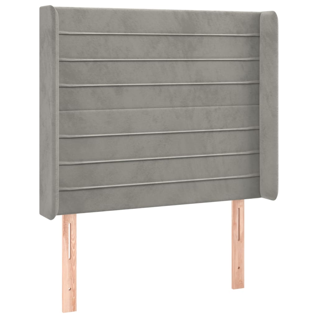 vidaXL Κρεβάτι Boxspring με Στρώμα & LED Αν.Γκρι 80x200 εκ. Βελούδινο