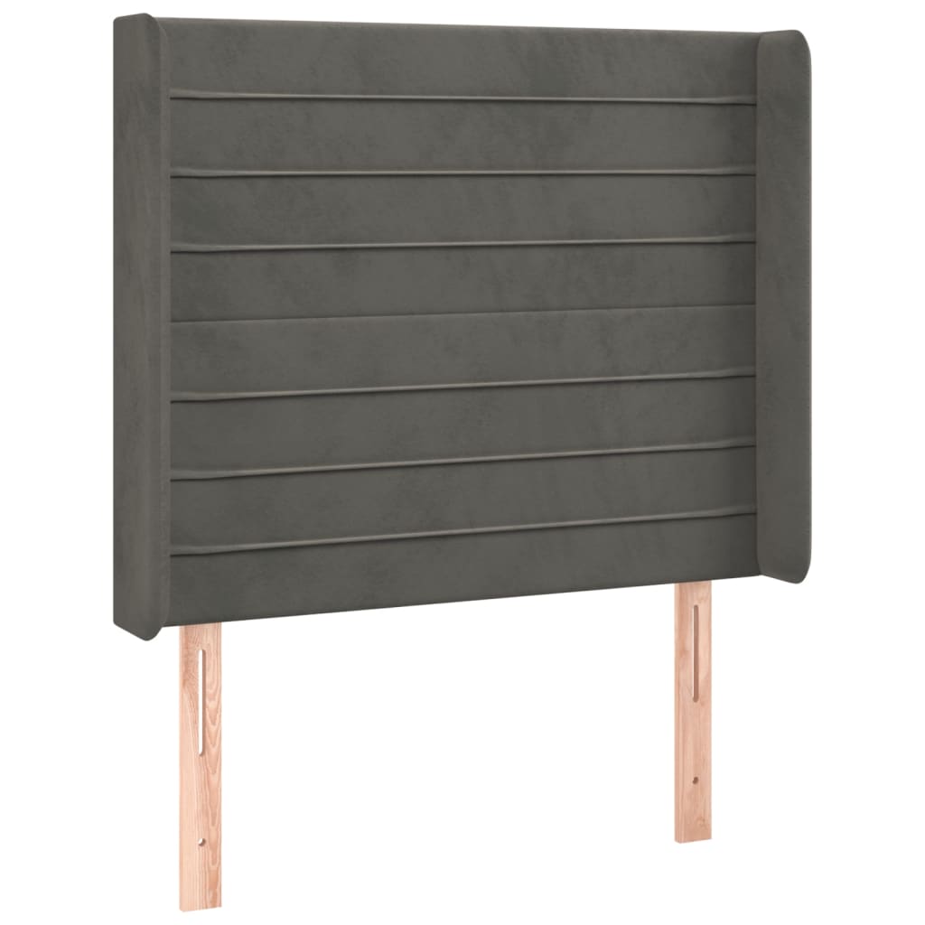 vidaXL Κρεβάτι Boxspring με Στρώμα & LED Σκ. Γκρι 90x200 εκ. Βελούδινο