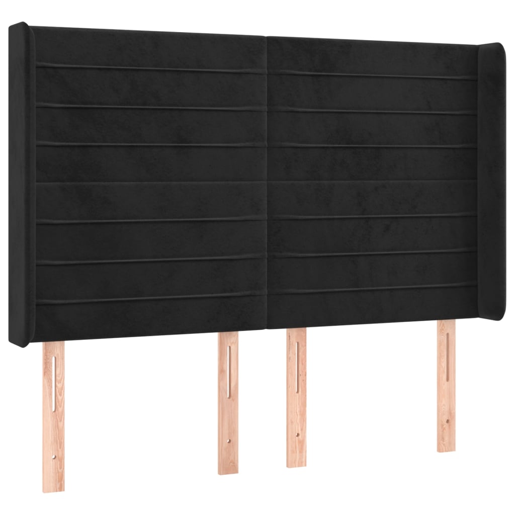 vidaXL Κρεβάτι Boxspring με Στρώμα & LED Μαύρο 140x190 εκ. Βελούδινο