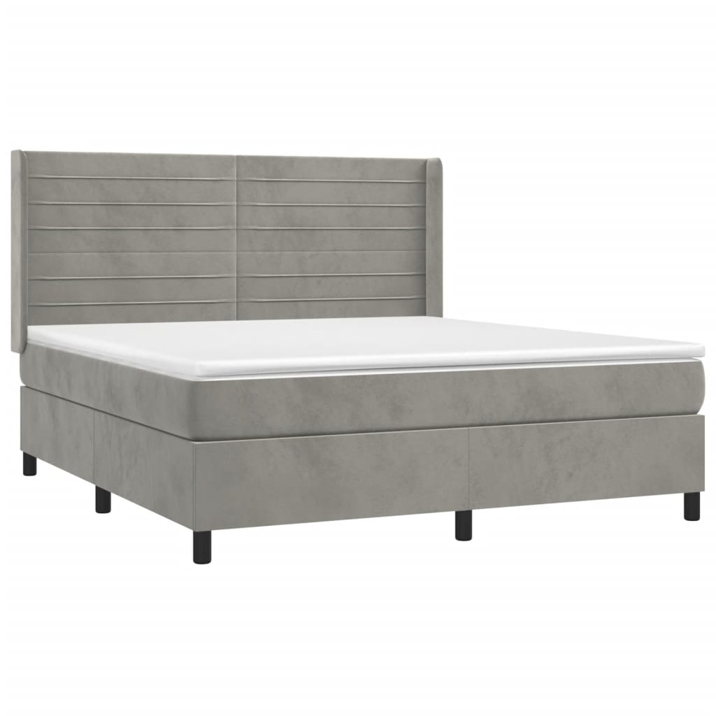 vidaXL Κρεβάτι Boxspring με Στρώμα & LED Αν.Γκρι 160x200 εκ. Βελούδινο