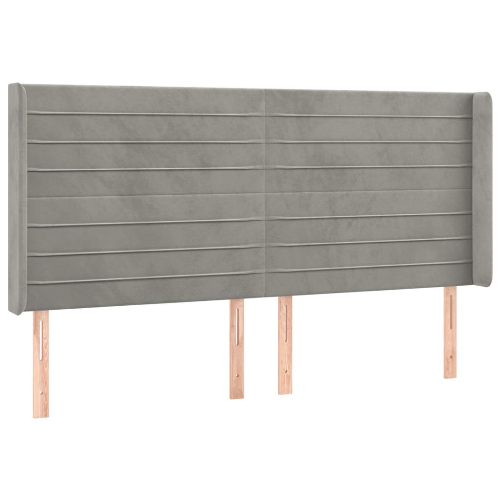 vidaXL Κρεβάτι Boxspring με Στρώμα & LED Αν.Γκρι 180x200 εκ. Βελούδινο