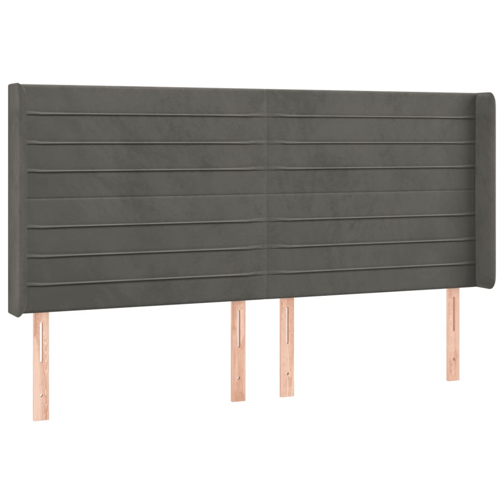 vidaXL Κρεβάτι Boxspring με Στρώμα & LED Σκ. Γκρι 200x200εκ. Βελούδινο