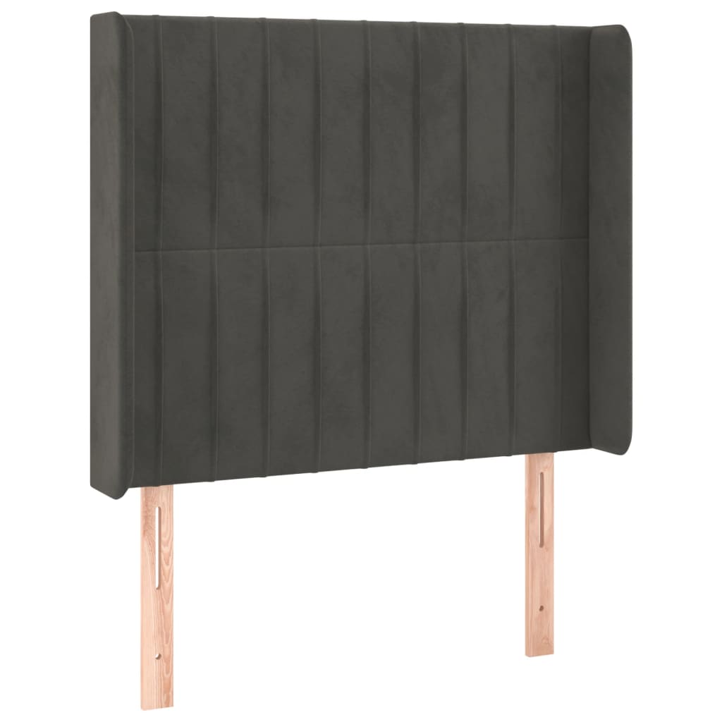 vidaXL Κρεβάτι Boxspring με Στρώμα & LED Σκ. Γκρι 90x190 εκ. Βελούδινο