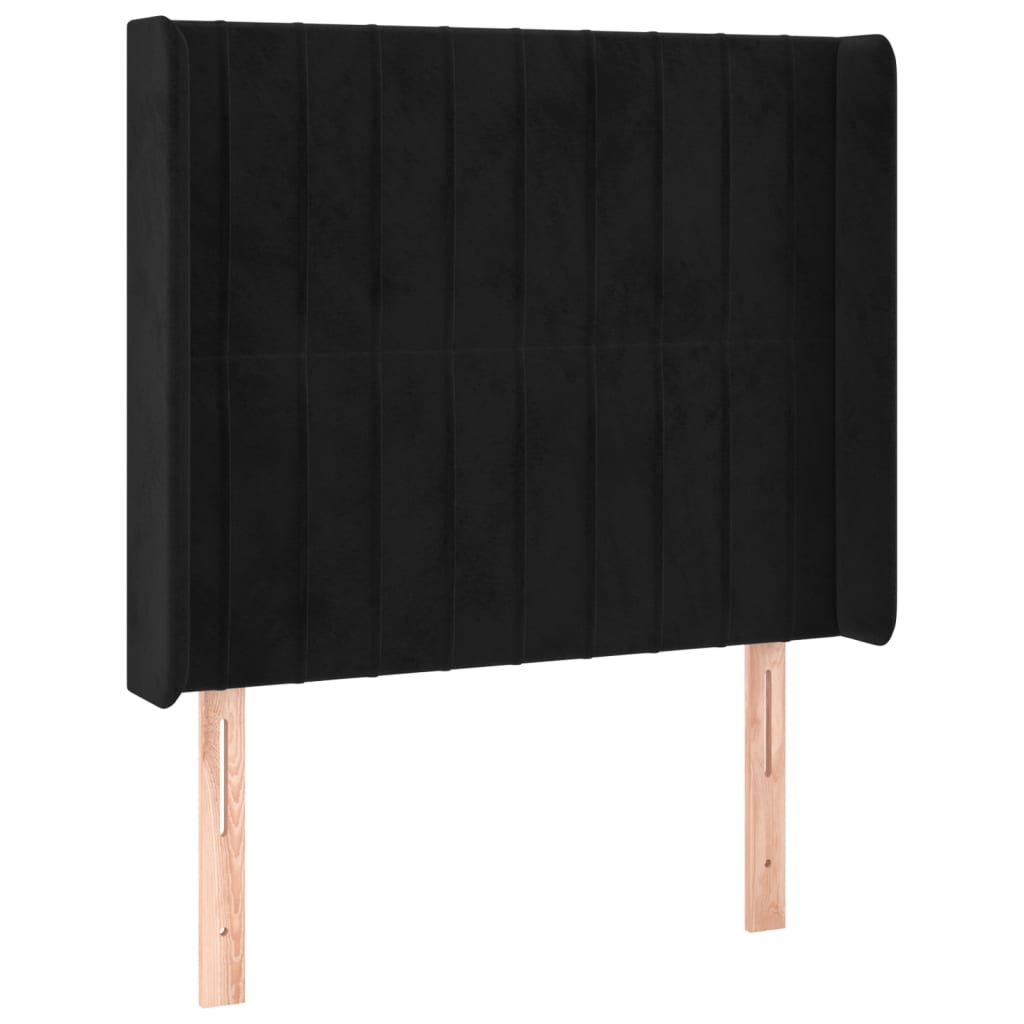 vidaXL Κρεβάτι Boxspring με Στρώμα & LED Μαύρο 90x190 εκ. Βελούδινο